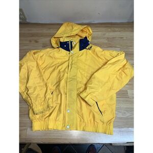 Vintage Willis & Geiger Men's Yellow and Blue Windbreaker Jacket Size Large Tall